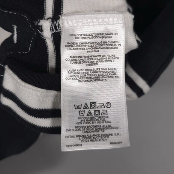 Brooks Brothers Fleece Rugby Soft Polo Shirt LS Striped MEDIUM Black White - Picture 10 of 10